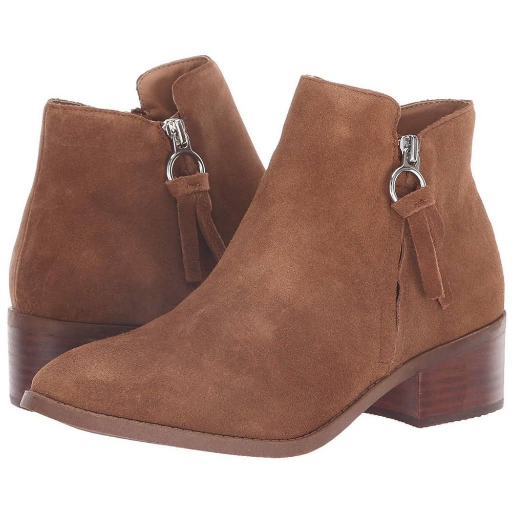 Steve Madden Dacey Tassel Shoes Boots Ankle Brown Suede‎ Western Tan Heeled
